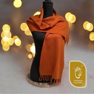 Certified 100%Cashmere Pashmina Nepal Lux WinterScarf Copper Fringe Handmade NWT